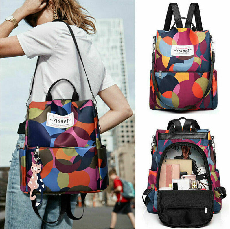 Sac à dos oxford Antivol étanche pour femmes – multicouleur – حقيبة ظهر أكسفورد مقاومة للماء ومضادة للسرقة للنساء تنزوت