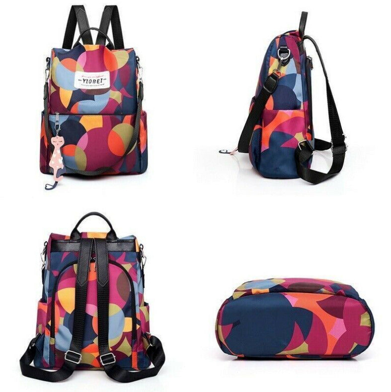 Sac à dos oxford Antivol étanche pour femmes – multicouleur – حقيبة ظهر أكسفورد مقاومة للماء ومضادة للسرقة للنساء تنزوت