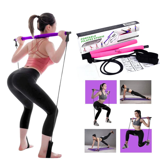 Barre de pilates portable avec bande de résistance réglable تنزوت