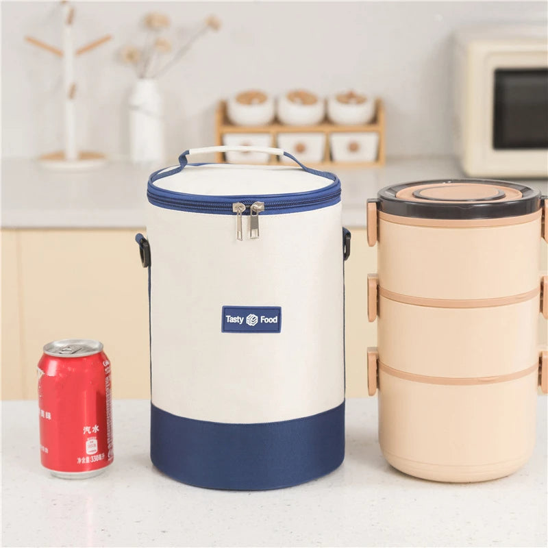 Sac à Lunch cylindrique Thermiques fourre-tout rond en aluminium تنزوت