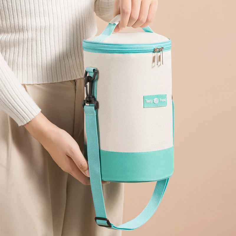 Sac à Lunch cylindrique Thermiques fourre-tout rond en aluminium تنزوت