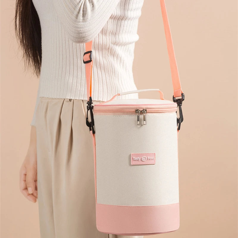 Sac à Lunch cylindrique Thermiques fourre-tout rond en aluminium تنزوت