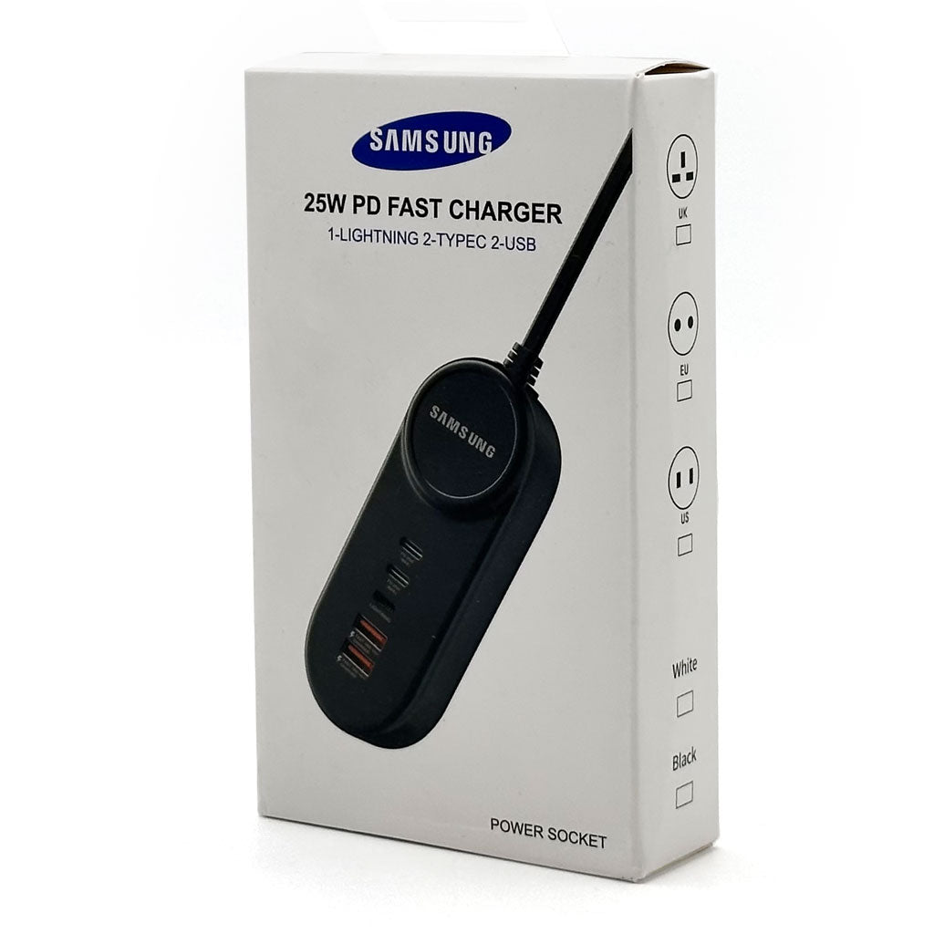Power Socket Charge rapide Samsung, 25 W 5 Ports Type-C USB Lightning – مقبس شحن سريع سامسونغ تنزوت