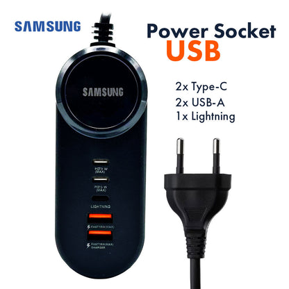 Power Socket Charge rapide Samsung, 25 W 5 Ports Type-C USB Lightning – مقبس شحن سريع سامسونغ تنزوت