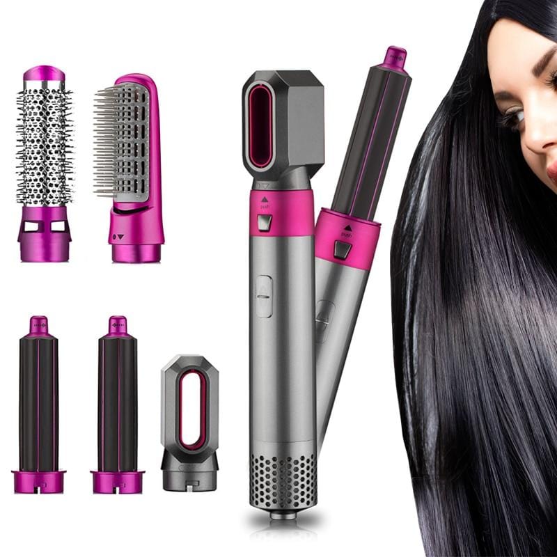 Sèche-cheveux peigne à air chaud 5in1 curling premium protection تنزوت