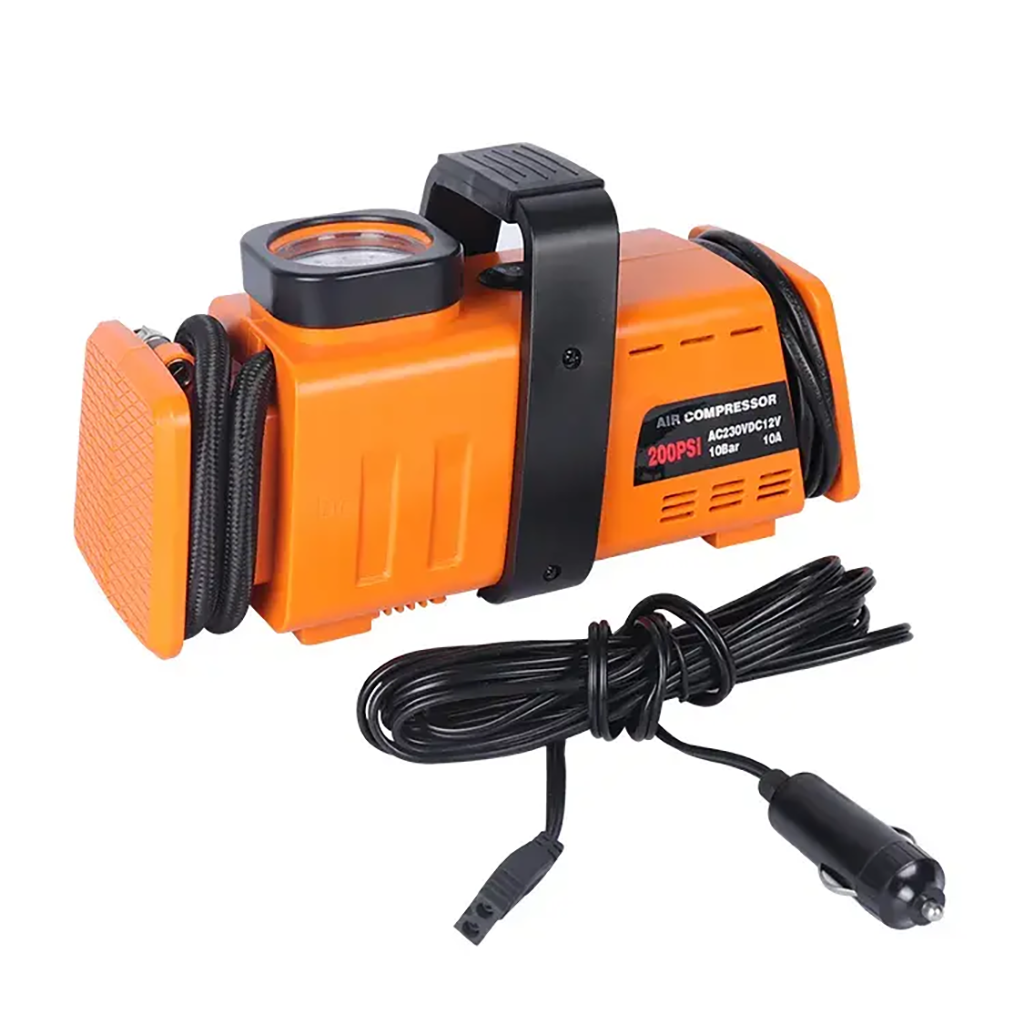 Compresseur d’aire a double adaptateur 220v/12v- 200psi - Orange - تنزوت