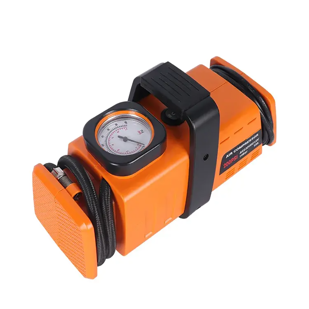 Compresseur d’aire a double adaptateur 220v/12v- 200psi - Orange - تنزوت